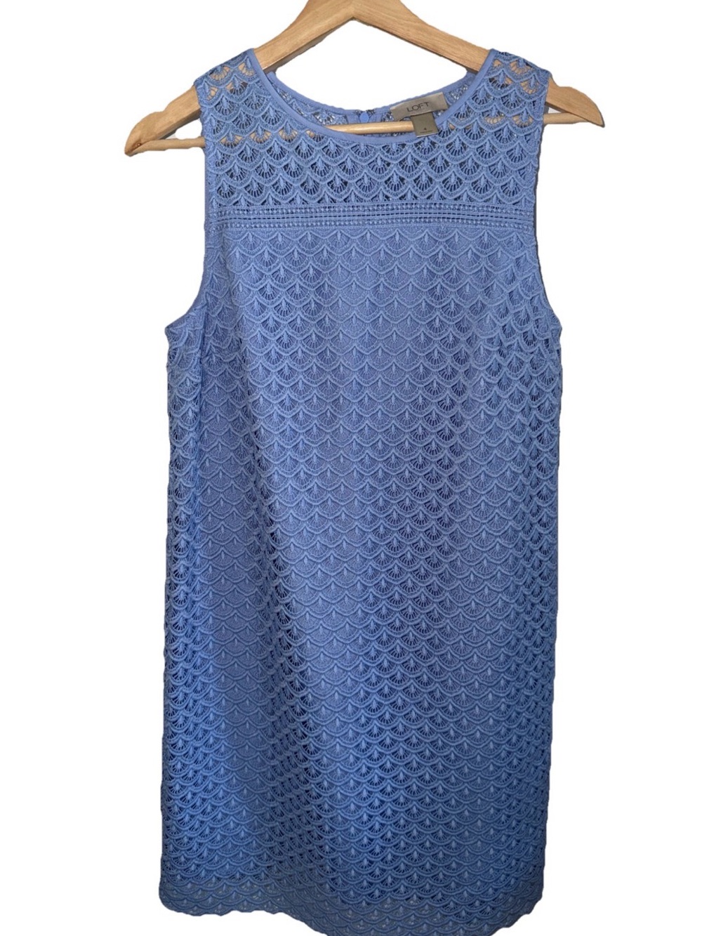 LOFT Blue Embroidered Shift Dress Sz. 4